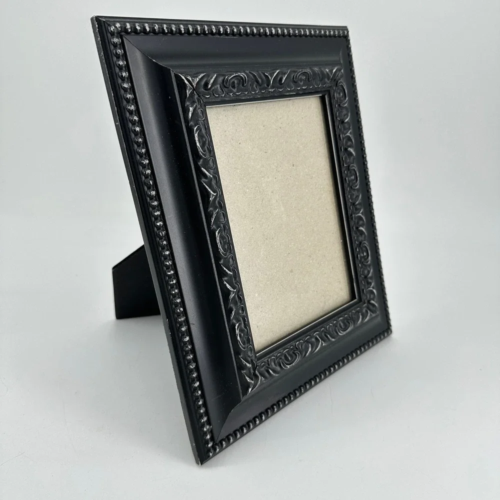 Shabby Black Ornate 5x7 Tabletop Picture Frame Beaded Scroll Design